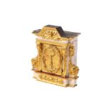 An Italian painted and parcel-gilt single door Catholic Tabernacle, possibly Venetian 17th /18th