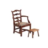 A mahogany Chippendale Ladderback child's an open armchair with a drop-in seat, together with a