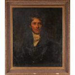 19th-century school, portrait of a young gentleman, unsigned oil on canvas, 74.5 cm x 62.5 cm in a