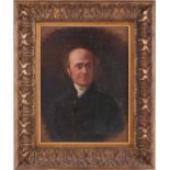 19th-century school, a head and shoulders portrait of a gentleman, unsigned oil on panel, 29.5 cm