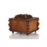 A Victorian carved rectangular mahogany offertory box with honeysuckle and trumpet flowers and