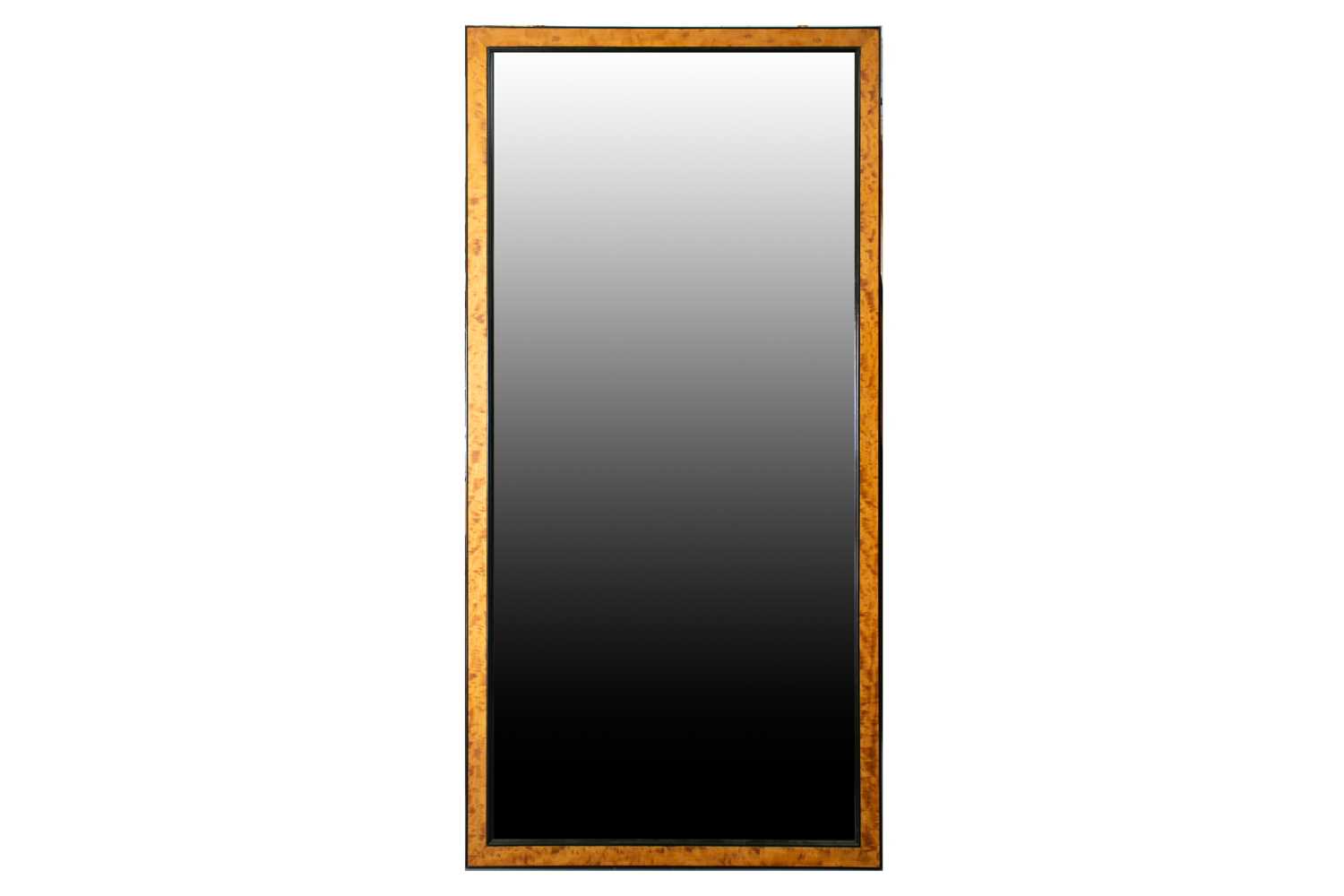 A late Victorian figured satinwood and ebonized rectangular wall mirror with moulded edge and one - Image 3 of 3