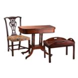 A George III/IV "D" shaped rosewood crossbanded satinwood fold-over card table, with entablature