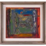 Breur Tidman (b.1939), 'Three Figures', 1994, acrylic on card, signed to lower left corner, 41 cm