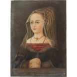 19th-century school, an oil on panel portrait of Elizabeth Woodville, copy of the original dating