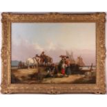 William Shayer (1787-1879) British, 'Fisherfolk on a Devonshire Beach', large oil on canvas, signed,