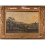 Early 20th century English School, a country landscape, oil on canvas, 49 cm x 75 cm in a gilt