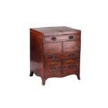 A George III Heppelwhite style satinwood crossbanded mahogany Gentleman's dressing table, the two