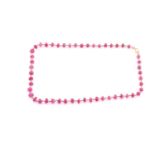 A faceted ruby bead necklace, consisting of faceted ruby beads measuring 5-6.68mm in width,