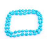 A sleeping beauty turquoise necklace, the fifty-four off round beads, 812.35ct, with an