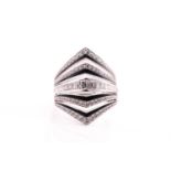 A Stephen Webster Vertigo gaining perspective diamond and enamel ring, consisting of tapered