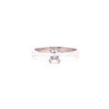 A diamond single stone ring; the emerald cut diamond in four claw mount, to a plain platinum shank.