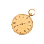 An open face pocket watch with an 18ct gold case, consisting of an 18ct yellow gold Victorian case