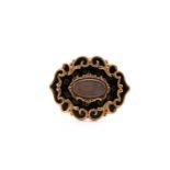 A victorian enamel morning brooch, consisting of a gilt metal brooch approximately measuring 53x