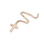 A 9ct gold cross on a belcher link chain stamped 375, 51.5cm long, 17.9grams gross
