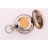 A 1914 George V full sovereign in a silver sovereign dispensing fob style case, approximate