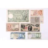 A lot consisting of seven various banknotes, consisting of:1917 United States Of America 1 Dollar