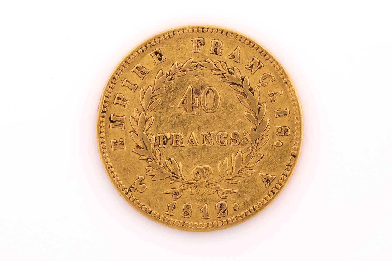 A Napoleon 1 forty franc coin; dated 1812. 12.8 grams - Image 2 of 2