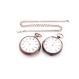 A lot consisting of two silver open face pocket watches, the first being an early Victorian open
