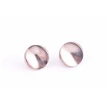 Georg Jensen - a pair of circular concave disc earrings, screw backs, No.136, stamped with post 1945