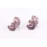 Georg Jensen - pair of floral motif screw back earrings, designed by Harald Nielsen, stamped maker's
