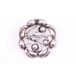 Georg Jensen - a scroll and berry circular brooch, No.159, stamped with post 1945 maker's mark and