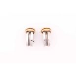 A pair of Tiffany Atlas groove ear clips, on omega clip fittings, with silver import mark 925 from