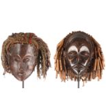 Two Tchokwe (Chokwe) Mwana Pwo, Angola/Democratic Republic of Congo, each with facial