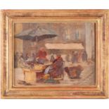 Early 20th century Continental school, a market scene, initialled 'Mc' to lower right corner, oil on