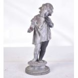 A Victorian-style cast lead garden figure of a child on a circular moulded socle base. 67 cm overall