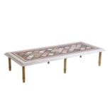 A large 20th century "Hollywood Regency" rectangular coffee table with substantial white marble