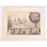 Walter Greaves (1846-1930), 'Cremorne Hot Air Balloon', etching, signed in the plate and also in
