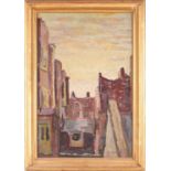 Attributed to Duncan Grant (1885-1978) Rooftops, oil on board, bearing a signature 'D Grant /37',