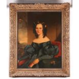 Attributed to 'W Noble' (19th century), a large half-length portrait of a lady, the sitter belived