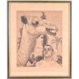 Eduard Wiiralt (1898-1954) Estonian, Berber girl with camel, 1940, soft ground etching, signed and