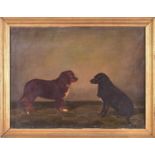 Edwin Loder of Bath (1827 - 1885), two Broken coated Spaniels, initialled lower left, oil on canvas,