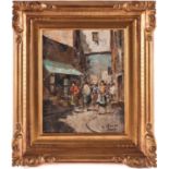 C Musso, 20th century, an Italian street scene, oil on panel, signed to lower right corner, 28.5