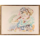 After Oskar Kokoschka CBE (1886-1980) Austrian, ‘Girl with Cat’ 1975, signed limited edition