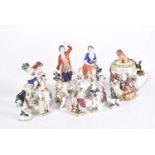 A collection of Continental porcelain figures, late 19th/early 20th century, two Meissen figures