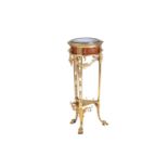 A Louis XVI style marble-topped gilt bronze and mahogany circular gueridon, late 19th century,