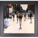 David Farrant (b.1938), 'Plaza Mayor', 2001, oil on panel, signed to lower left corner, signed and
