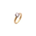 An 18ct gold diamond solitaire ring, with a round brilliant diamond weighing 1.58ct, H colour, VS2