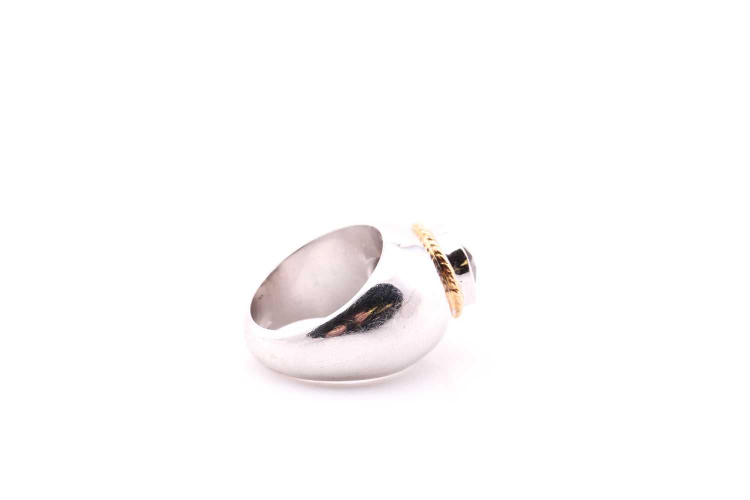 A single stone brown diamond ring, the cushion cut diamond collet set in white, with a yellow - Image 3 of 4