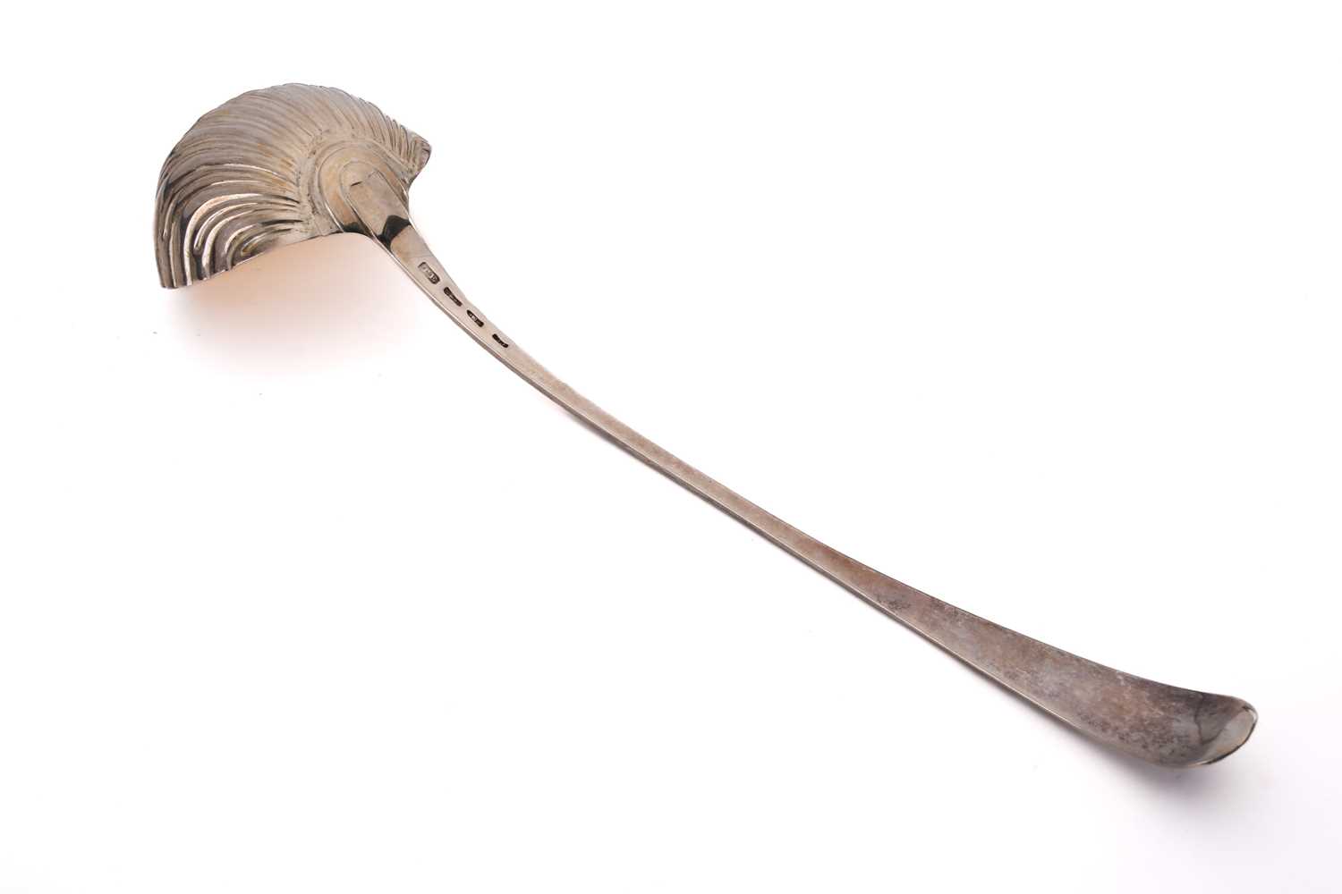 A George III silver Old English pattern soup ladle, London probably 1770 by T. Ellis. With shell - Image 2 of 4