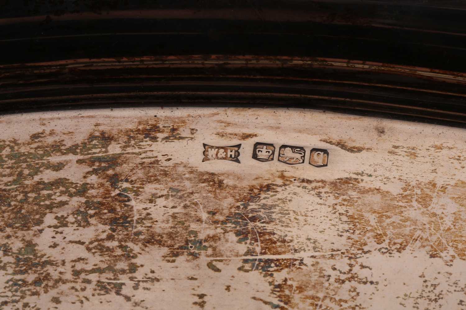 An early 20th-century heavy gauge silver two-handed oval tray. Sheffield 1932 by Walker & Hall. With - Image 3 of 5