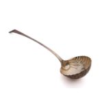 A George III silver Old English pattern soup ladle, London probably 1770 by T. Ellis. With shell
