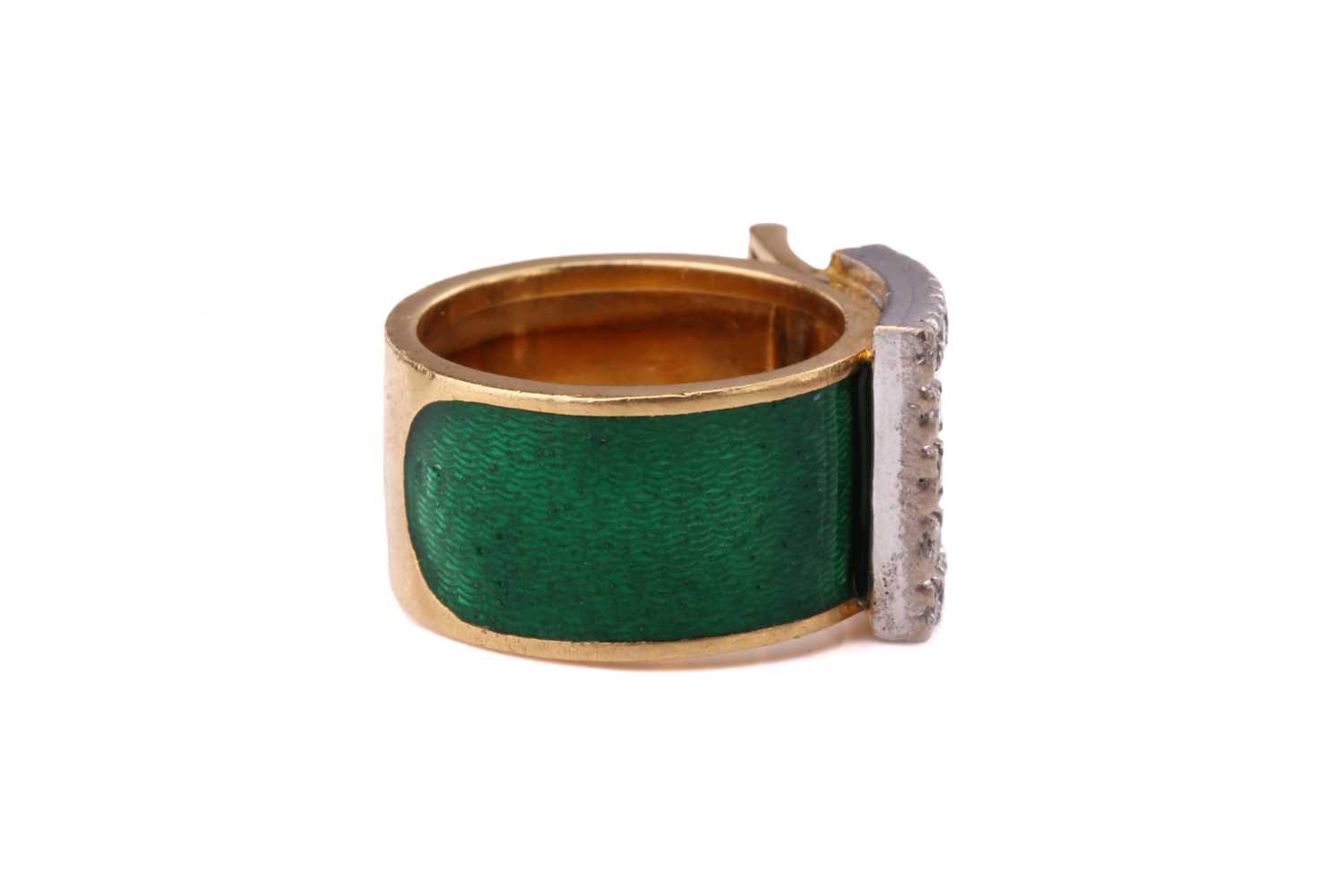 A Kutchinsky enamel and diamond-set belt buckle ring, consisting of eighteen round brilliant - Image 7 of 10