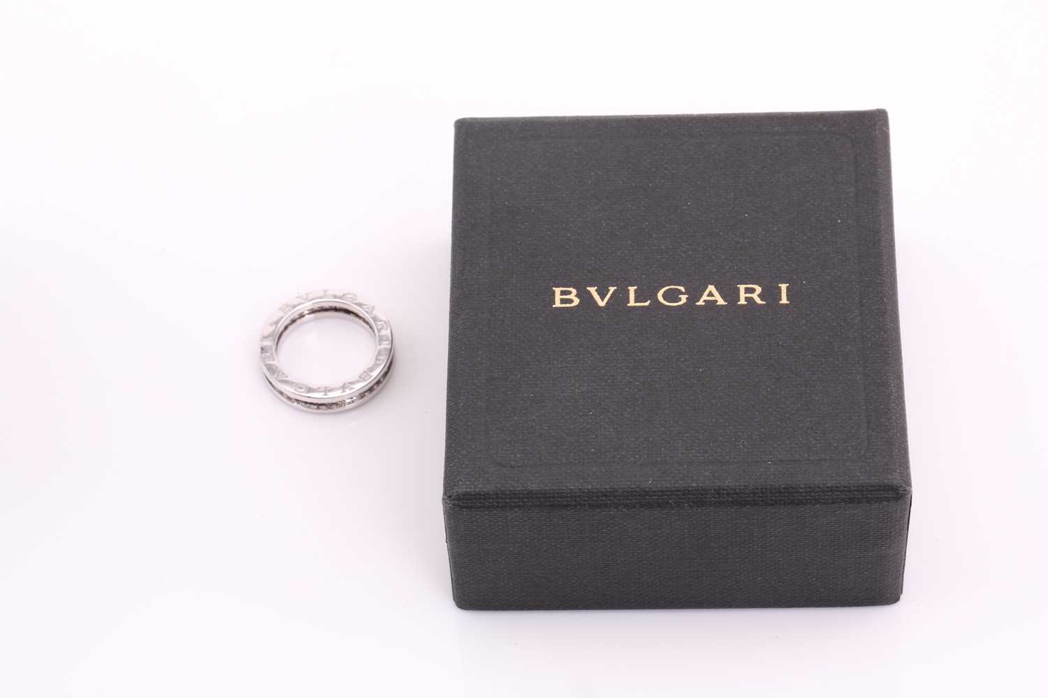 Bulgari. A full hoop Bulgari B Zero diamond ring; the central round brilliant cut diamond band - Image 11 of 13