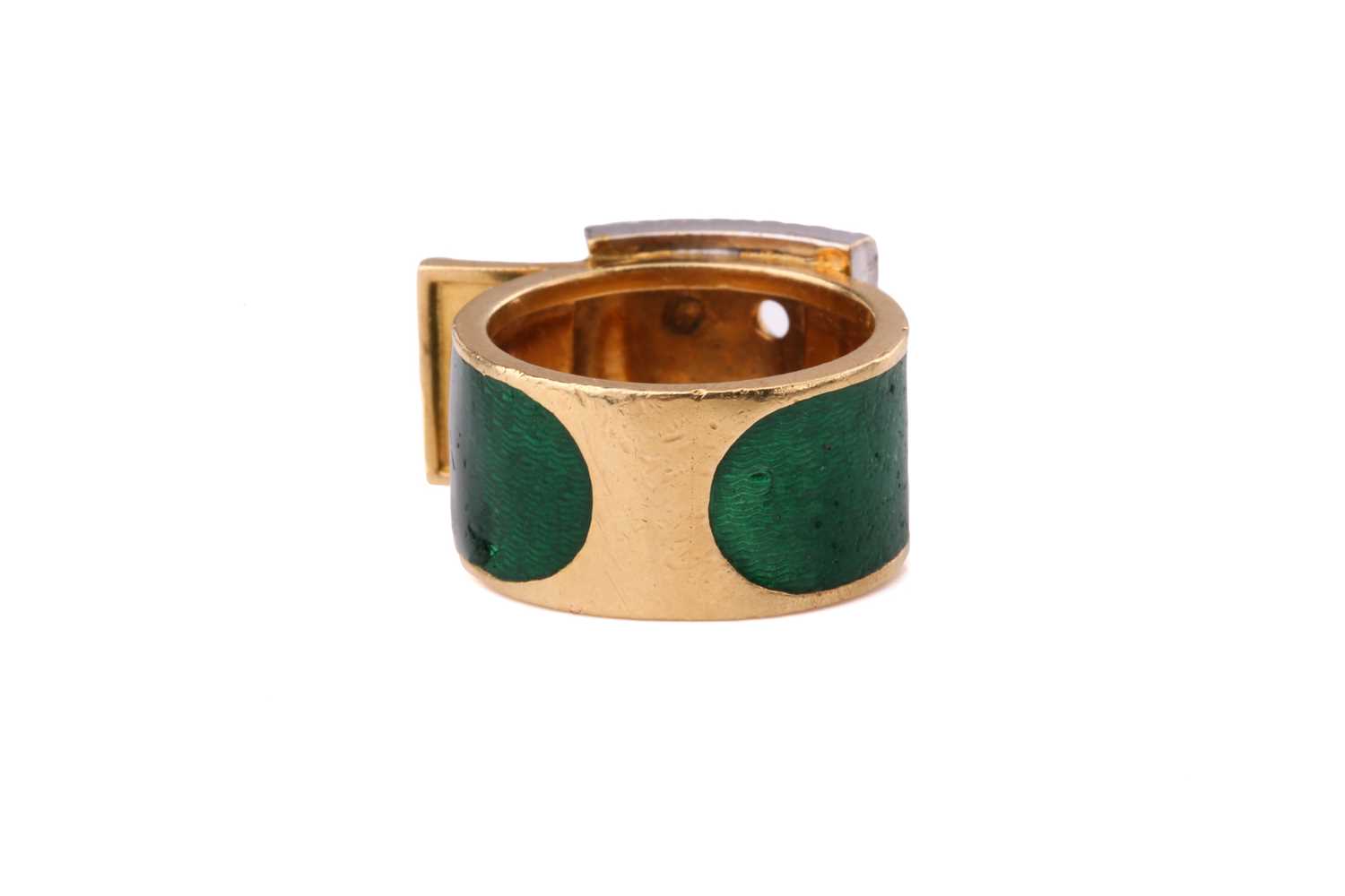 A Kutchinsky enamel and diamond-set belt buckle ring, consisting of eighteen round brilliant - Image 8 of 10