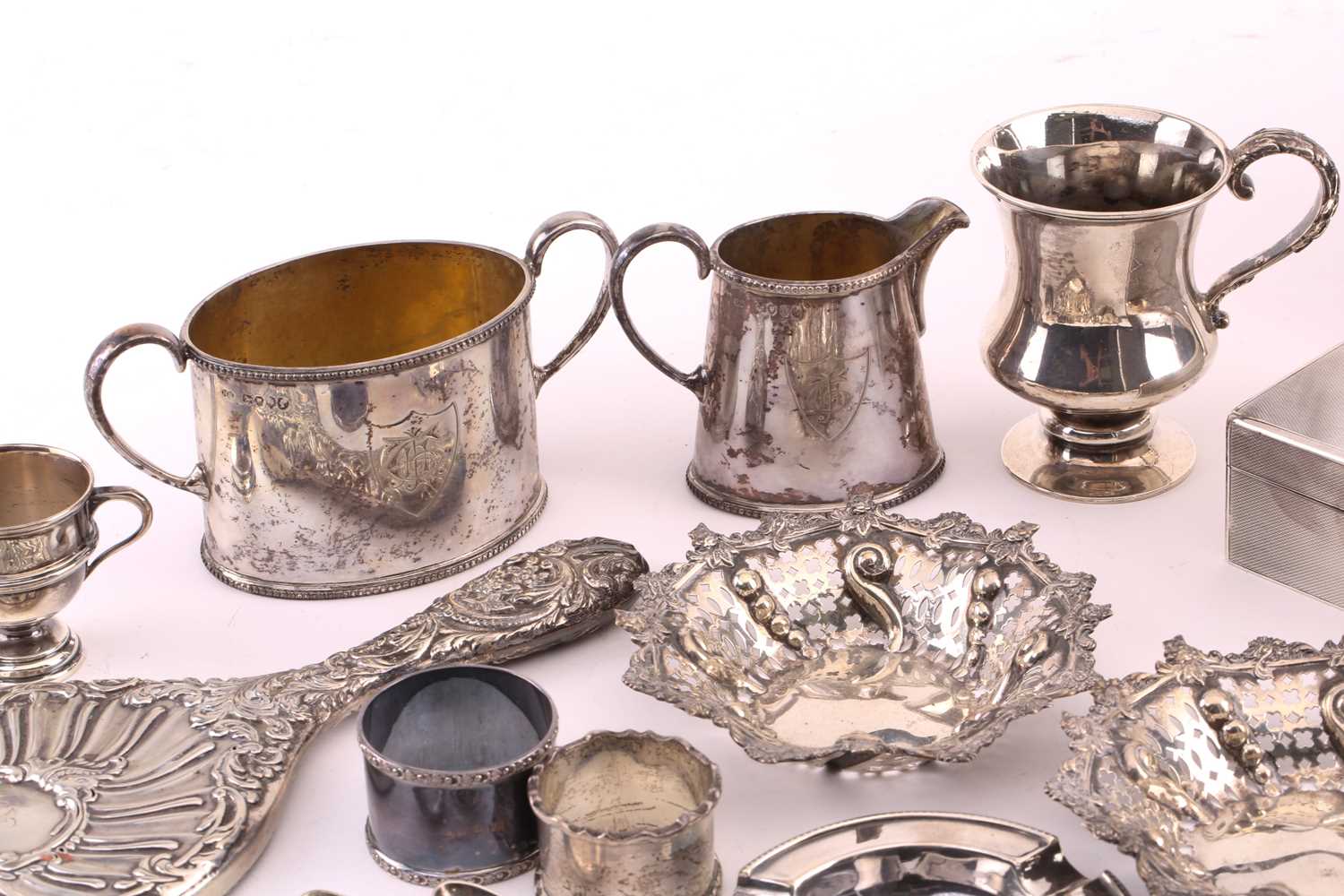 A small collection of silver items including a 20th-century circular salver, London 1931 by Williams - Image 5 of 7